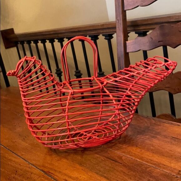 Other - Red Coated Wire Chicken / Hen Basket